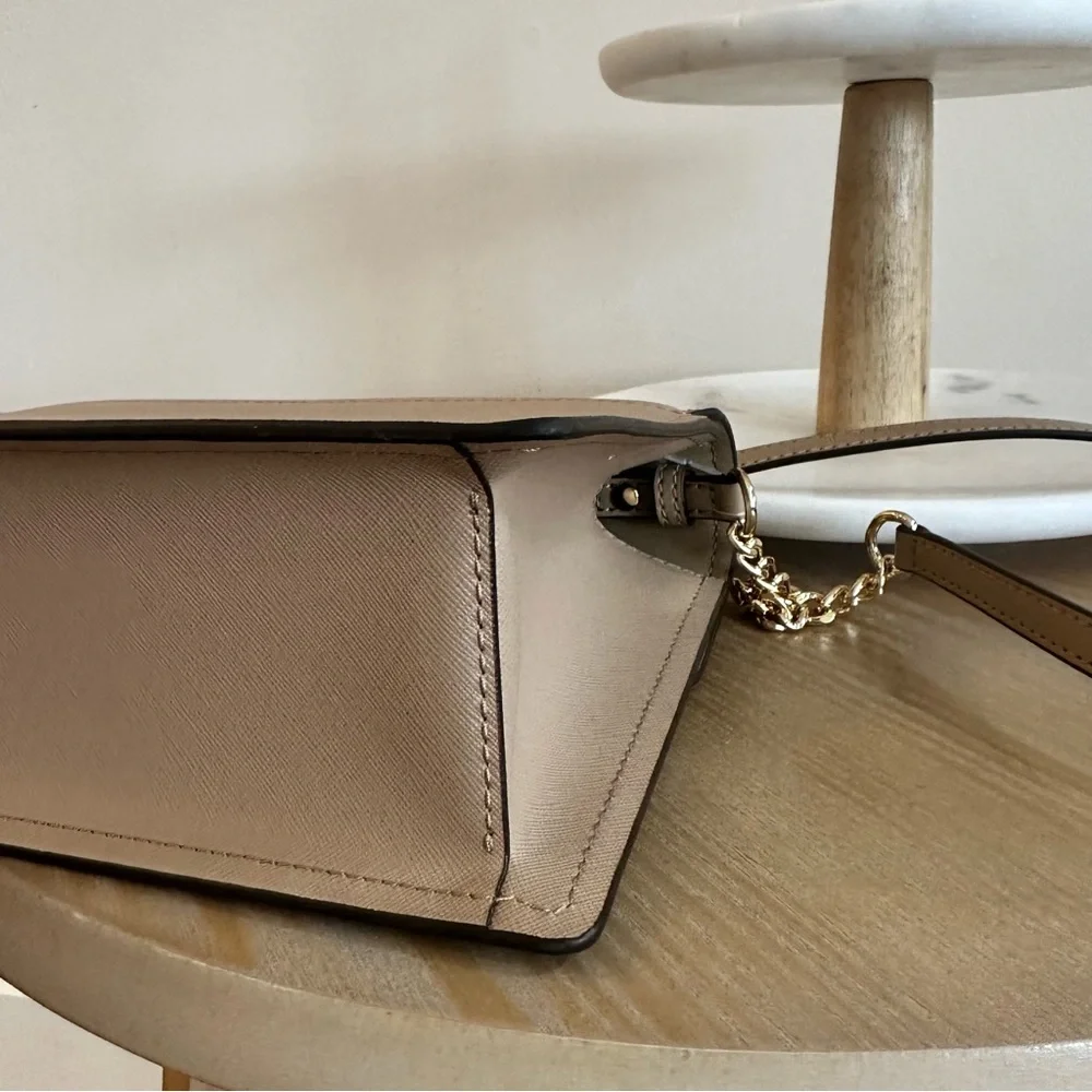 Michael Kors Grace TH Saffiano Leather Satchel Handle & Shoulder Bag MED Tan NWT